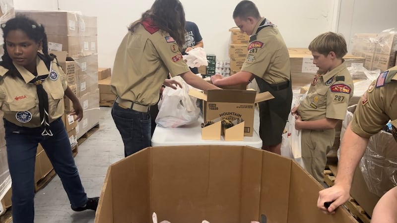 Scouts of America Troop 287 at the Food Care Center in Killeen, Texas