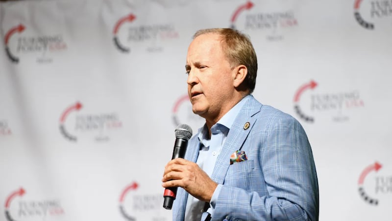 Texas Attorney General and Republican candidate for U.S. Senate Ken Paxton speaks at a Turning...