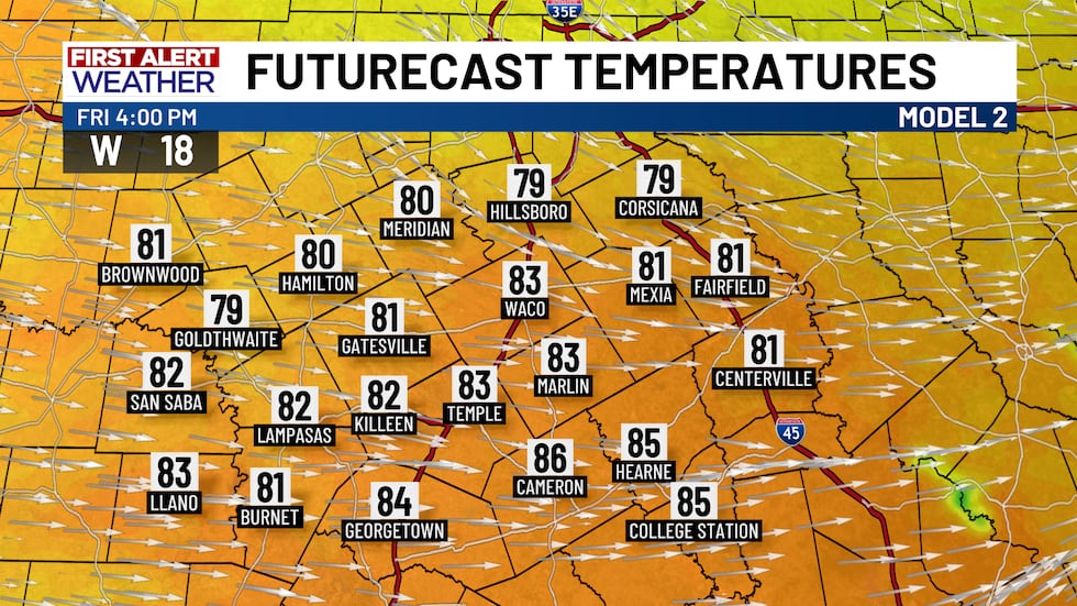 First Alert Futurecast Temperatures (Friday, Model No. 2)