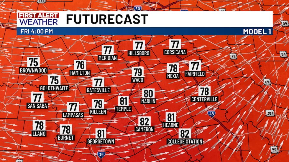 First Alert Futurecast Temperatures (Friday, Model No. 1)