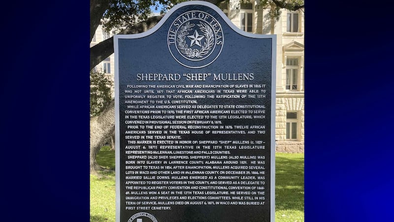 McLennan County officials dedicated a historical marker honoring Sheppard “Shep” Mullens, the...