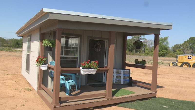 FILE: Model unit of tiny houses Mission Waco built to house the homeless