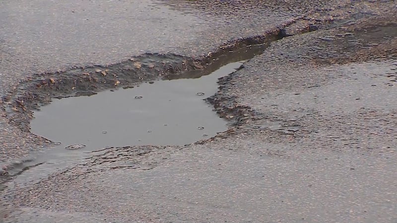 A profusion of potholes appeared after the icy storm.