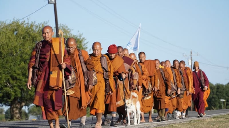 Several monks, along with their escort driver, were injured in an accident during a ‘Walk For...