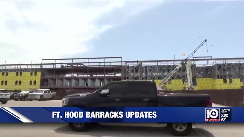 Construction continues at the barracks at Fort Hood, Texas