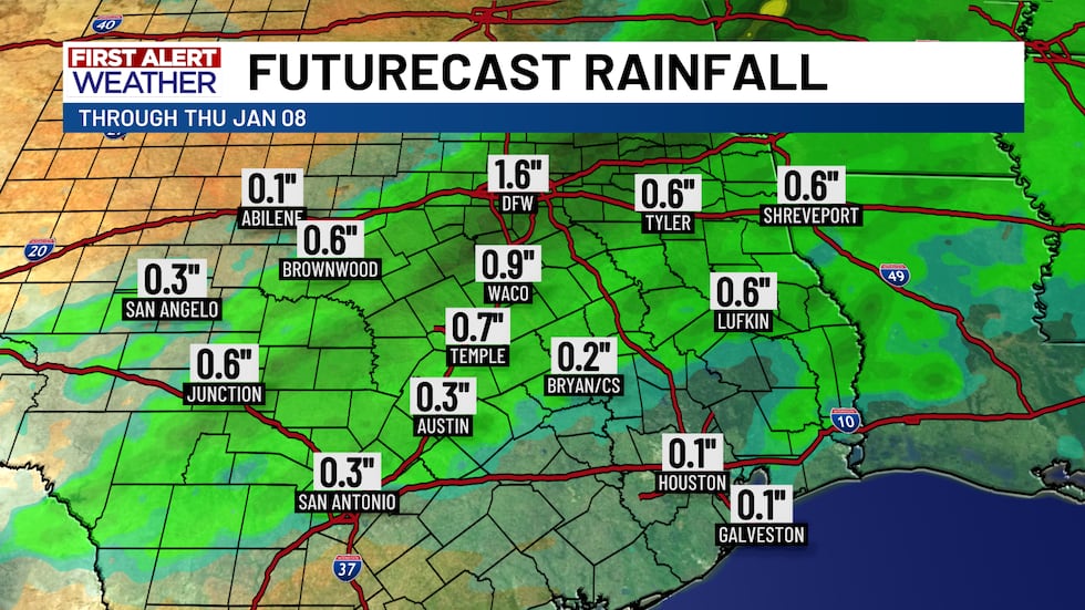 Showers and storms may produce a decent bit of rain when they push through. Around a half inch...